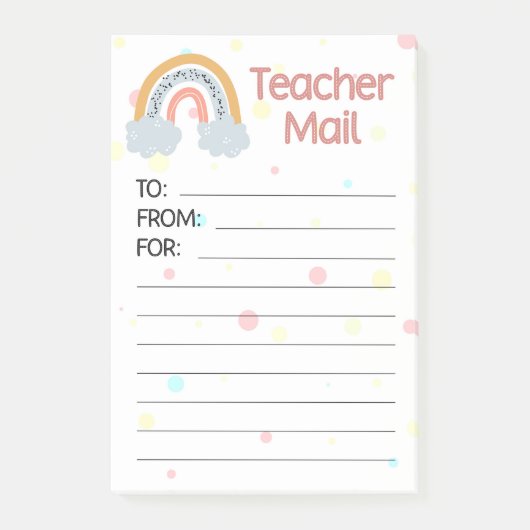 Modern Rainbow Teacher Mail Post-it® Notes (Voorkant)