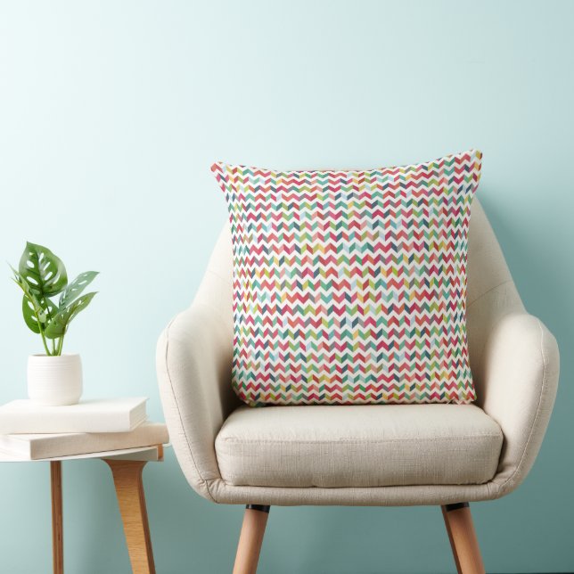 Modern Rainbow Zig Zag Pattern-kussen Kussen (Stoel)