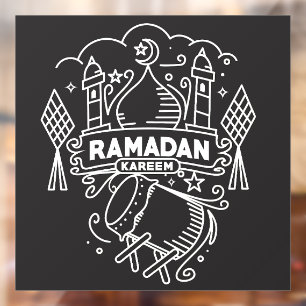 Modern Ramadan Kareem Black en White Raamsticker