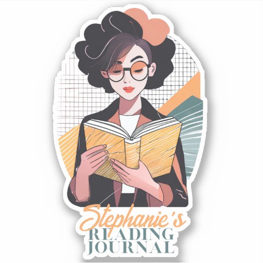 "Modern Reader" Aangepaste Reading Journal Bookpla Sticker (Voorkant)
