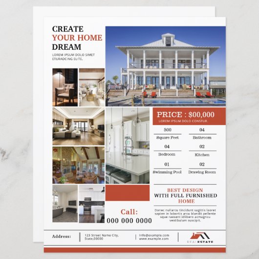 Modern Real Estate Flyer Template (Devant / Derrière)