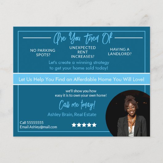 Modern Real Estate Flyer Template |Editable Rental (Voorkant)