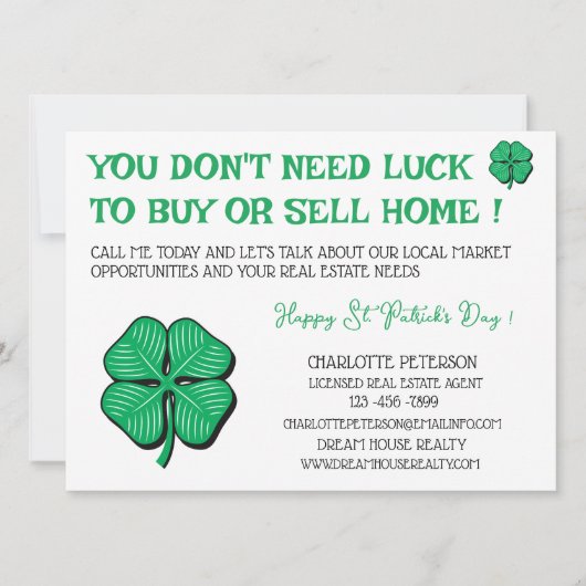 Modern Real Estate St Patrick's Day Promotional Kaart (Voorkant)