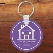 Modern Real Estate White Paars Custom House Sleutelhanger (Voorkant)