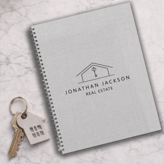 Modern Realtor Home Logo Gray Faux Linen
