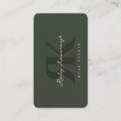 Modern Realtor Monogram R K Donkergroen Visitekaartje (Voorkant)