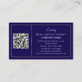 Modern Realtor Mortgage Broker Navy Blue QR code Visitekaartje (Achterkant)