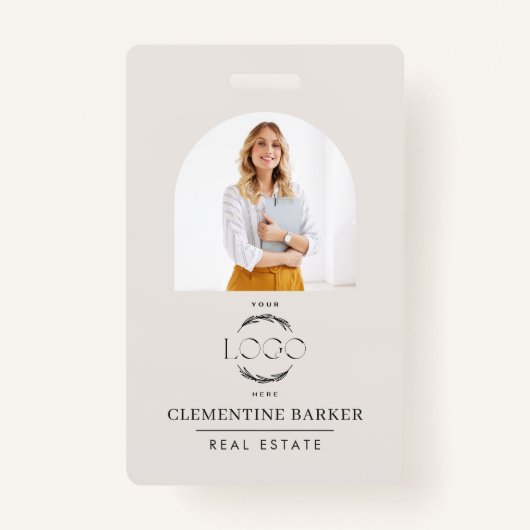 Modern Realtor Name Badge with Photo Arch Elegant (Devant)