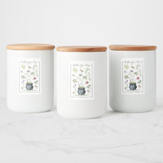 Modern  recept voor een halloween cauldron 1 voedselcontainer etiket (Flessen)