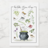 Modern  recept voor een halloween cauldron 1 voedselcontainer etiket (Enkel label)