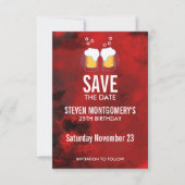 Modern Red Abstract met Beer Steins Birthday Save The Date (Voorkant)