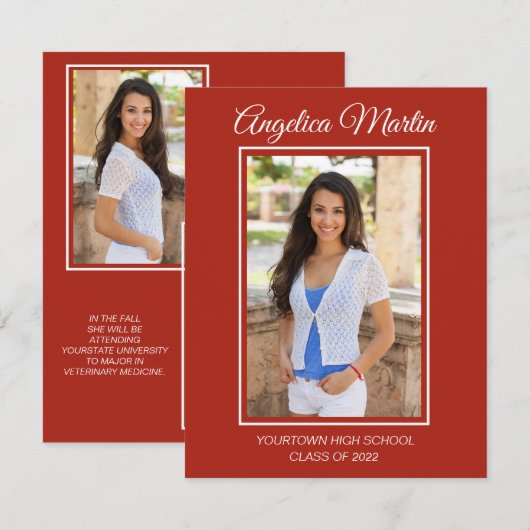 Modern Red Afstuderen 3 Foto Klasse 2022 (Voorkant / Achterkant)