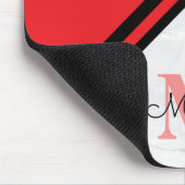 Modern Red and Black Chevron Name Monogram Muismat (Hoek)