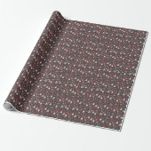 Modern Red and Grey Holiday Gnome Pattern Wrapping Cadeaupapier (Uitgerold)