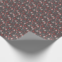 Modern Red and Grey Holiday Gnome Pattern Wrapping
