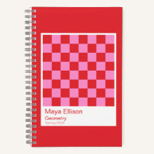 Modern Red and Pink Checkerboard Notebook