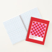 Modern Red and Pink Checkerboard Notebook Notitieboek (Binnen)