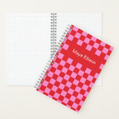 Modern Red and Pink Checkerboard Notebook Notitieboek (Binnen)