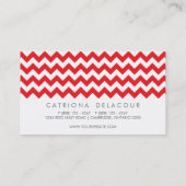 Modern Red and White Chevron Pattern Visitekaartje (Achterkant)