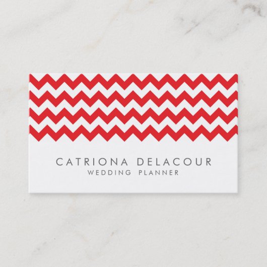 Modern Red and White Chevron Pattern Visitekaartje (Voorkant)