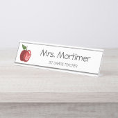Modern Red Apple Custom Teacher Name Bureau Naambordje (Voorkant)