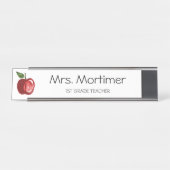 Modern Red Apple Custom Teacher Name Bureau Naambordje (Voorkant)