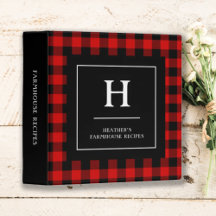 Modern Red Black Buffalo Pset Monogrammed Recipe