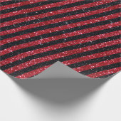 Modern Red Black Glitter Stripes Pattern Cadeaupapier (Hoek)