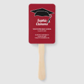 Modern Red Black Graduation Cap Photo Class of Handwaaier (Achterkant)