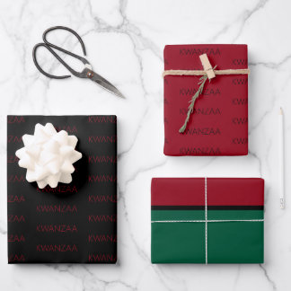 Modern red black green Kwanzaa Inpakpapier Vel