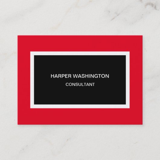 Modern Red Black Minimalist Professional Visitekaartje (Voorkant)