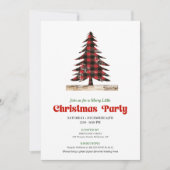 Modern Red Black Plaid Festive Party Invitation (Devant)