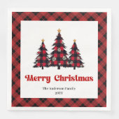 Modern Red Black Plaid Tree Napkin Custom Servet (Voorkant)