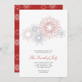 Modern Red & Blue Fireworks, 4e juli, Partij BBQ Kaart (Voorkant / Achterkant)