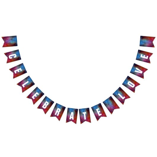 Modern Red & Blue Ombre Bokeh Lights & Typografie Vlaggetjes (Alle)