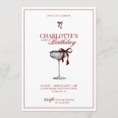 Modern Red Bow Champagne Birthday Invitation (Devant)