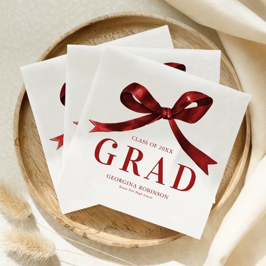 Modern Red Bow Graduation Party Servet