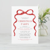 Modern Red Bow kerstfeest Kaart (Staand voorkant)