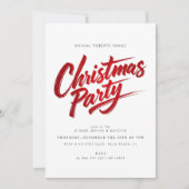 Modern Red Brush Script Kerstfeest Uitnodiging (Voorkant)
