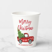 Modern Red Brush Script Truck Papieren Bekers (Voorkant)