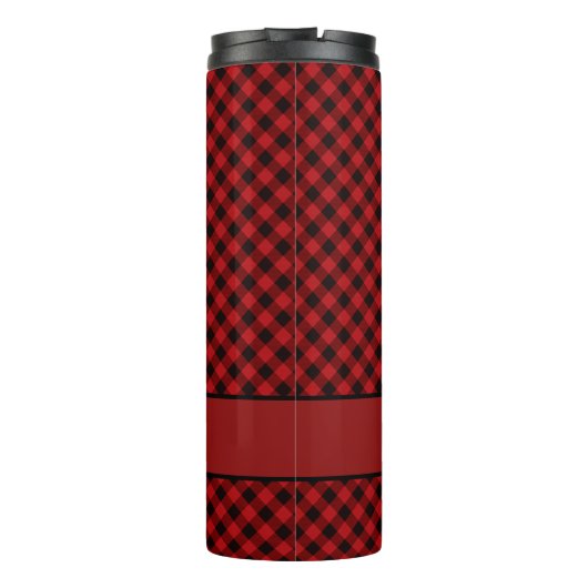 Modern Red Buffalo Black Pattern Monogram Thermosbeker (Achterkant)