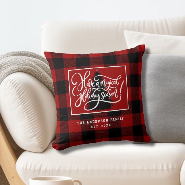Modern Red Buffalo met kerstmis Kussen (Creator heeft geüpload)