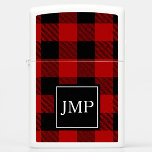 Modern Red Buffalo Plaid Persoonlijk Initiaal