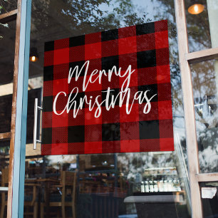 Modern Red Buffalo Pset Merry kerst Raamsticker