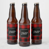 Modern Red Buffalo Pset | Persoonlijk Initiaal Bier Etiket (Flessen)
