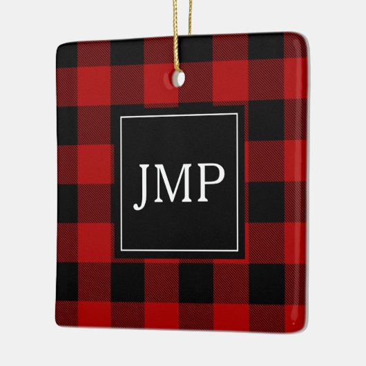 Modern Red Buffalo Pset | Persoonlijk Initiaal Keramisch Ornament (Links)