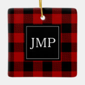 Modern Red Buffalo Pset | Persoonlijk Initiaal Keramisch Ornament (Voorkant)