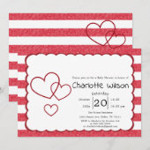 Modern Red Chalk Stripes Horizontal Baby Shower Kaart (Voorkant / Achterkant)