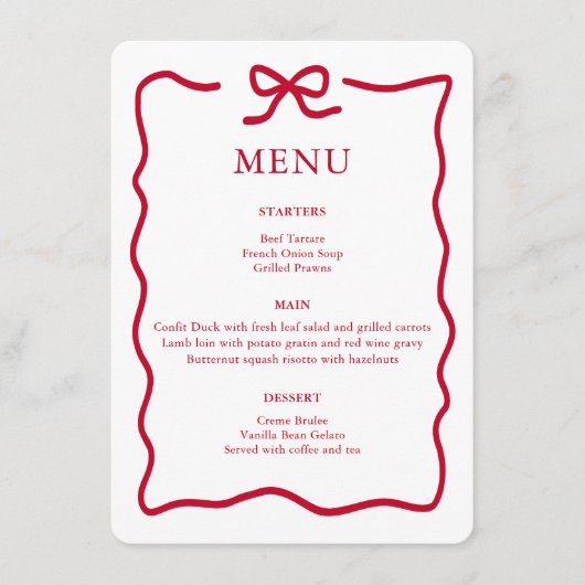 Modern Red Christmas Menu (Voorkant)