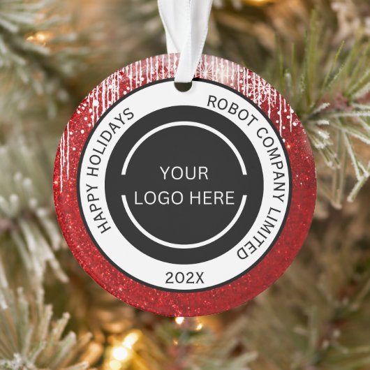 Modern Red Company Logo en naam Ornament (Boom)